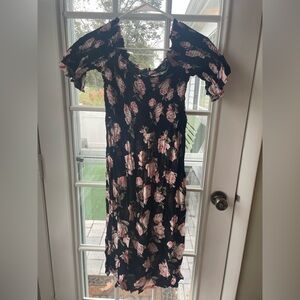 Topshop Black and Pink Patterned Dress